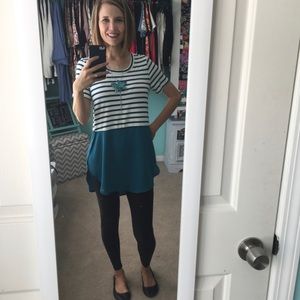 Tulip Top - Teal Striped